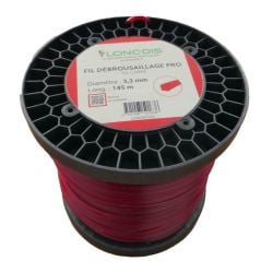 Fil de débroussaillage PRO Carré 3,3mm Rouge, bobine de 145m
