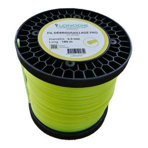 Fil de débroussaillage PRO Rond 3,3mm Jaune, bobine de 185m