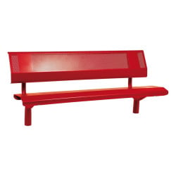 Banc acier Oslo Procity, lg. 1800 mm, peint/zinc, scellement direct - Rouge pourpre