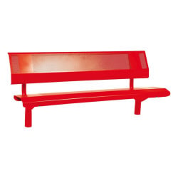 Banc acier Oslo Procity, lg. 1800 mm, peint/zinc, scellement direct - Rouge signalisation