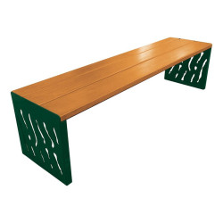 Banquette Venise acier et bois Procity, lg. 1800 mm, peint/zinc, fixation sur platines - Chêne clair/Vert mousse