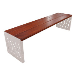 Banquette Venise acier et bois Procity, lg. 1800 mm, peint/zinc, fixation sur platines - Acajou/Gris soie