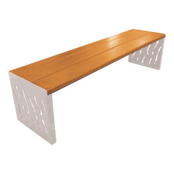 Banquette Venise acier et bois Procity, lg. 1800 mm, peint/zinc, fixation sur platines - Chêne clair/Gris soie