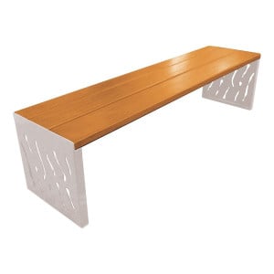 Banquette Venise acier et bois Procity, lg. 1800 mm, peint/zinc, fixation sur platines - Chêne clair/Gris soie