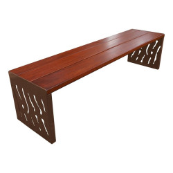 Banquette Venise acier et bois Procity, lg. 1800 mm, peint/zinc, fixation sur platines - Acajou/Brun chocolat