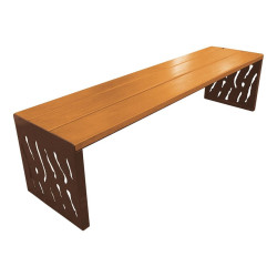Banquette Venise acier et bois Procity, lg. 1800 mm, peint/zinc, fixation sur platines - Chêne clair/Brun chocolat