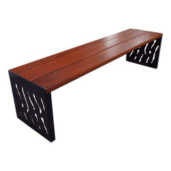 Banquette Venise acier et bois Procity, lg. 1800 mm, peint/zinc, fixation sur platines - Acajou/Noir foncé