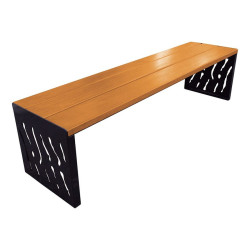 Banquette Venise acier et bois Procity, lg. 1800 mm, peint/zinc, fixation sur platines - Chêne clair/Noir foncé