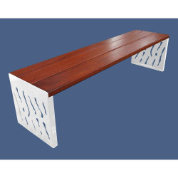 Banquette Venise acier et bois Procity, lg. 1800 mm, peint/zinc, fixation sur platines - Acajou/Blanc pur