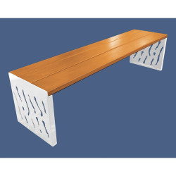 Banquette Venise acier et bois Procity, lg. 1800 mm, peint/zinc, fixation sur platines - Chêne clair/Blanc pur