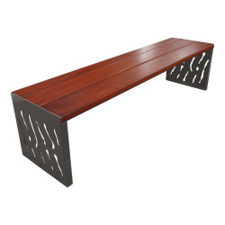 Banquette Venise acier et bois Procity, lg. 1800 mm, peint/zinc, fixation sur platines - Acajou/Gris Procity