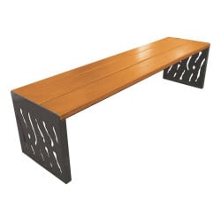 Banquette Venise acier et bois Procity, lg. 1800 mm, peint/zinc, fixation sur platines - Chêne clair/Gris Procity