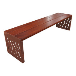 Banquette Venise acier et bois Procity, lg. 1800 mm, peint/zinc, fixation sur platines - Acajou/Aspect Corten
