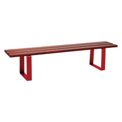 Banquette Riga bois exotique Procity, lg. 2000 mm, peint/zinc, fixation sur platines - Acajou/Rouge pourpre