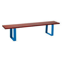 Banquette Riga bois exotique Procity, lg. 2000 mm, peint/zinc, fixation sur platines - Acajou/Bleu gentiane