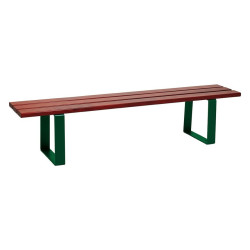 Banquette Riga bois exotique Procity, lg. 2000 mm, peint/zinc, fixation sur platines - Acajou/Vert mousse
