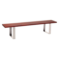 Banquette Riga bois exotique Procity, lg. 2000 mm, peint/zinc, fixation sur platines - Acajou/Gris soie