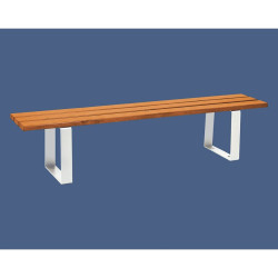 Banquette Riga bois exotique Procity, lg. 2000 mm, peint/zinc, fixation sur platines - Chêne clair/Blanc pur