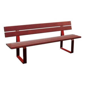 Banc bois/acier Riga Procity, bois exotique, lg. 2000 mm, peint/zinc, fixation/platines - Acajou/Rouge pourpre