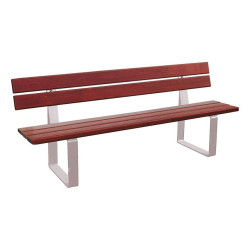 Banc bois/acier Riga Procity, bois exotique, lg. 2000 mm, peint/zinc, fixation/platines - Acajou/Gris soie