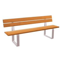 Banc bois/acier Riga Procity, bois exotique, lg. 2000 mm, peint/zinc, fixation/platines - Chêne clair/Gris soie