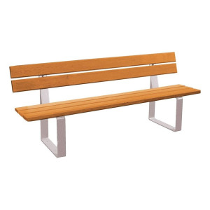 Banc bois/acier Riga Procity, bois exotique, lg. 2000 mm, peint/zinc, fixation/platines - Chêne clair/Gris soie