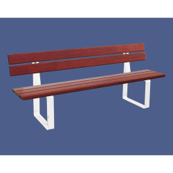 Banc bois/acier Riga Procity, bois exotique, lg. 2000 mm, peint/zinc, fixation/platines - Acajou/Blanc pur