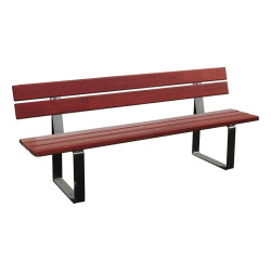 Banc bois/acier Riga Procity, bois exotique, lg. 2000 mm, peint/zinc, fixation/platines - Acajou/Gris Procity