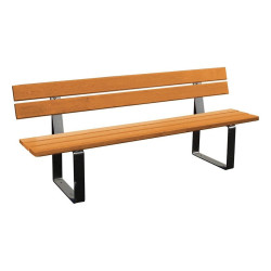 Banc bois/acier Riga Procity, bois exotique, lg. 2000 mm, peint/zinc, fixation/platines - Chêne clair/Gris Procity