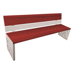 Banc bois/acier Venise Procity, dossier acier/bois, lg. 1800 mm, peint/zinc, fixation/platines - Acajou/Gris soie