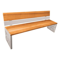 Banc bois/acier Venise Procity, dossier acier/bois, lg. 1800 mm, peint/zinc, fixation/platines - Chêne clair/Gris soie