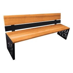 Banc bois/acier Venise Procity, dossier acier/bois, lg. 1800 mm, peint/zinc, fixation/platines - Chêne clair/Noir foncé
