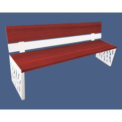 Banc bois/acier Venise Procity, dossier acier/bois, lg. 1800 mm, peint/zinc, fixation/platines - Acajou/Blanc pur