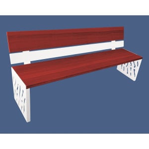 Banc bois/acier Venise Procity, dossier acier/bois, lg. 1800 mm, peint/zinc, fixation/platines - Acajou/Blanc pur