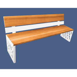 Banc bois/acier Venise Procity, dossier acier/bois, lg. 1800 mm, peint/zinc, fixation/platines - Chêne clair/Blanc pur