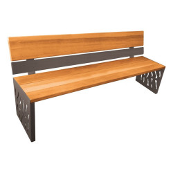 Banc bois/acier Venise Procity, dossier acier/bois, lg. 1800 mm, peint/zinc, fixation/platines - Chêne clair/Gris Procity