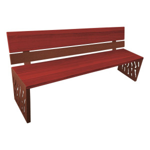 Banc bois/acier Venise Procity, dossier acier/bois, lg. 1800 mm, peint/zinc, fixation/platines - Acajou/Aspect Corten