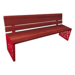 Banc bois/acier Venise Procity, dossier bois, lg. 1800 mm, peint/zinc, fixation/platines - Acajou/Rouge pourpre