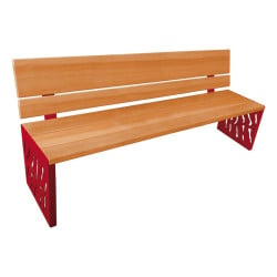 Banc bois/acier Venise Procity, dossier bois, lg. 1800 mm, peint/zinc, fixation/platines - Chêne clair/Rouge pourpre