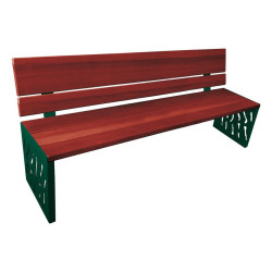 Banc bois/acier Venise Procity, dossier bois, lg. 1800 mm, peint/zinc, fixation/platines - Acajou/Vert mousse