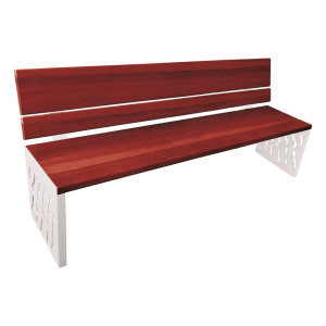 Banc bois/acier Venise Procity, dossier bois, lg. 1800 mm, peint/zinc, fixation/platines - Acajou/Gris soie
