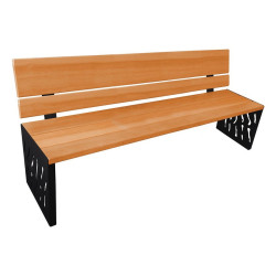 Banc bois/acier Venise Procity, dossier bois, lg. 1800 mm, peint/zinc, fixation/platines - Chêne clair/Noir foncé