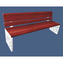 Banc bois/acier Venise Procity, dossier bois, lg. 1800 mm, peint/zinc, fixation/platines - Acajou/Blanc pur