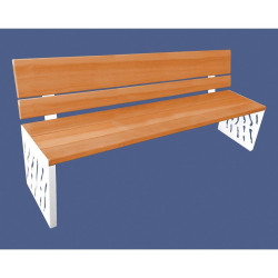 Banc bois/acier Venise Procity, dossier bois, lg. 1800 mm, peint/zinc, fixation/platines - Chêne clair/Blanc pur