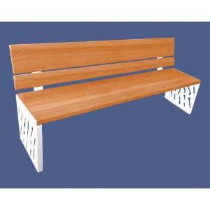 Banc bois/acier Venise Procity, dossier bois, lg. 1800 mm, peint/zinc, fixation/platines - Chêne clair/Blanc pur