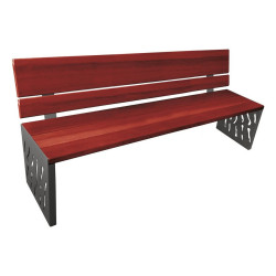 Banc bois/acier Venise Procity, dossier bois, lg. 1800 mm, peint/zinc, fixation/platines - Acajou/Gris Procity