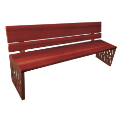 Banc bois/acier Venise Procity, dossier bois, lg. 1800 mm, peint/zinc, fixation/platines - Acajou/Aspect Corten