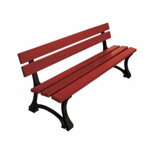 Banc bois/acier Mora Procity, bois exotique, lg. 2000 mm, fixation/platines - Acajou/Noir foncé