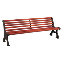 Banc bois/acier Lublin Procity, bois exotique, lg. 2000 mm, peint/zinc, fixation/platines - Acajou/Noir foncé