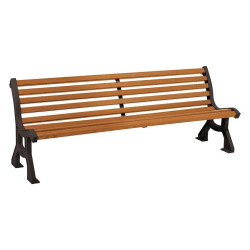 Banc bois/acier Lublin Procity, bois exotique, lg. 2000 mm, peint/zinc, fixation/platines - Chêne clair/Noir foncé